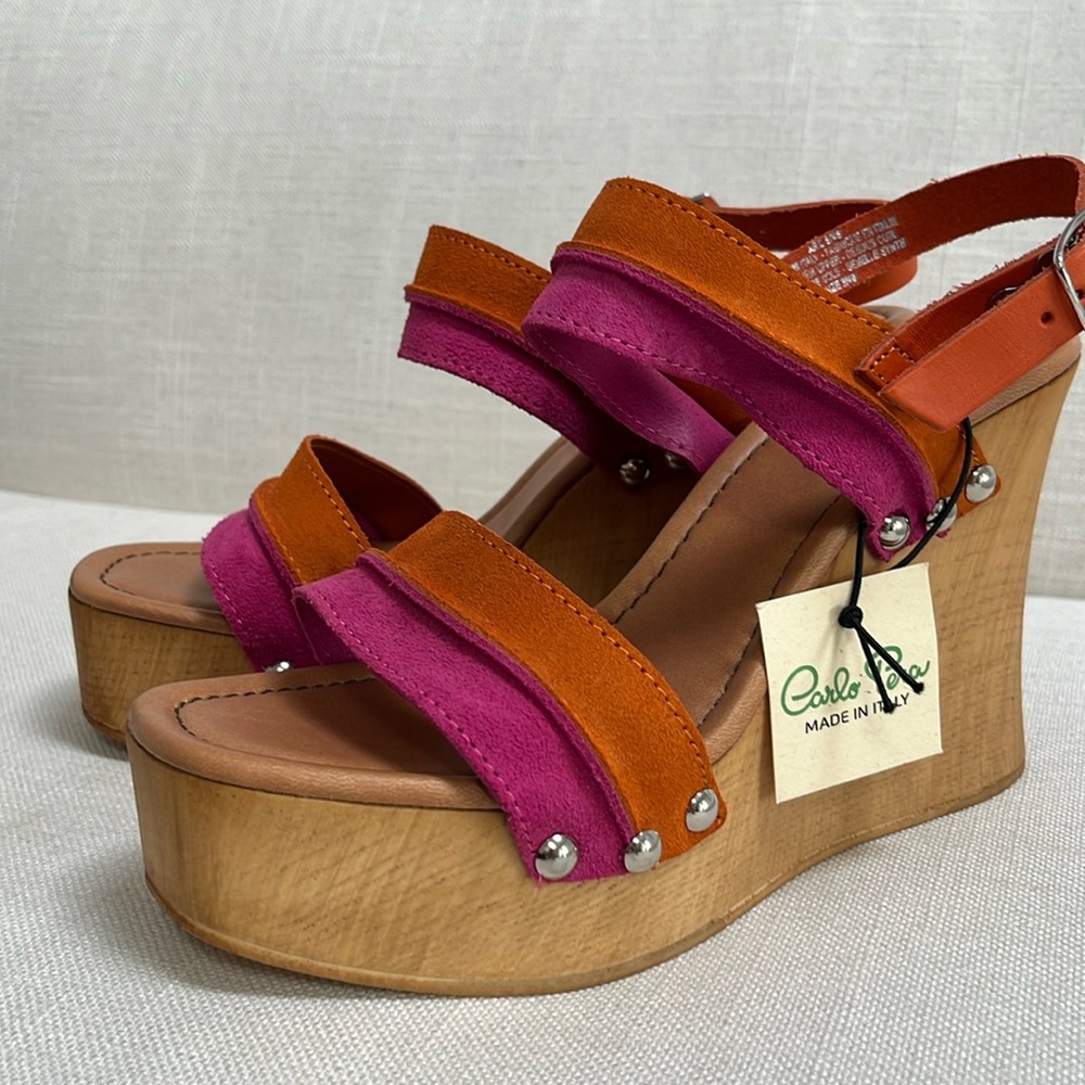Suede wedge platform sandals